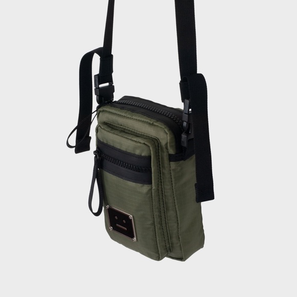 Acne Studios Arvel Plaque Face Crossbody Bag - Khaki Green - Picture 2 of 7